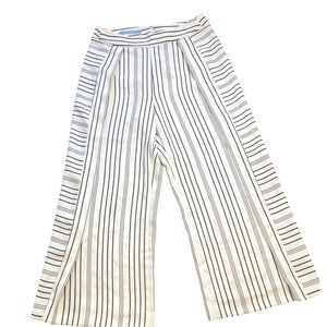 Antonio Melani New High rise wide leg pleated front striped pants in white